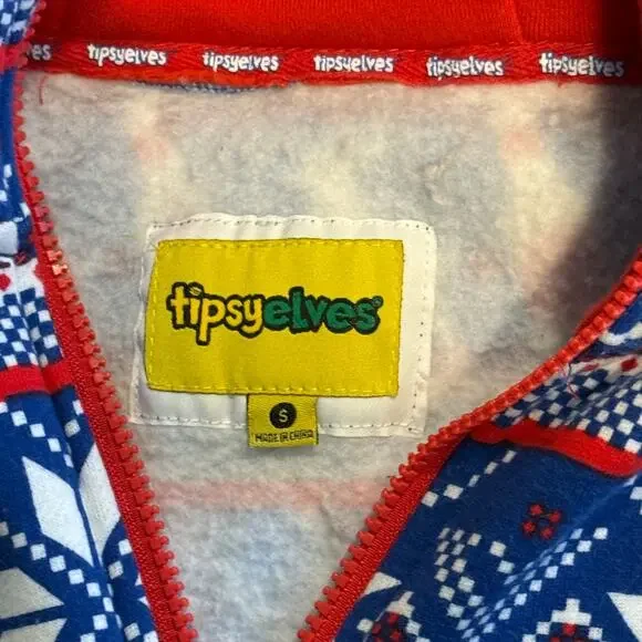 Tipsy Elves Christmas Onesie Men’s Small Red Green Holiday Pajamas - Picture 3 of 6